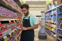 retail worker using handheld mobile computer