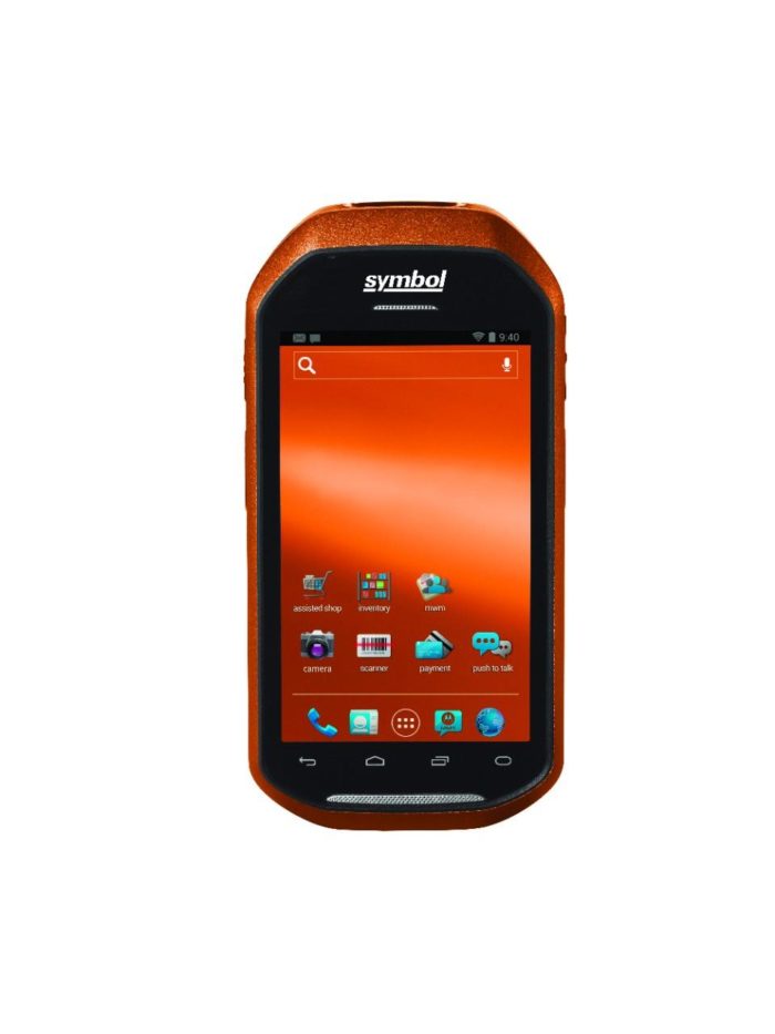 handheld mobile computer and scanner with orange screen and cover