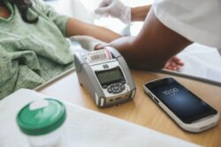 mobile computer and printer with patient and healtchare worker